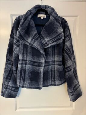 Vintage Havana Navy Plaid Teddy Jacket